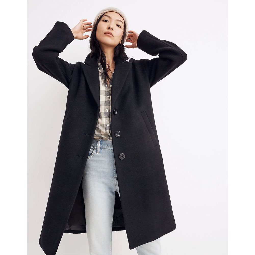 Madewell Black Wool Blend Pea Coat